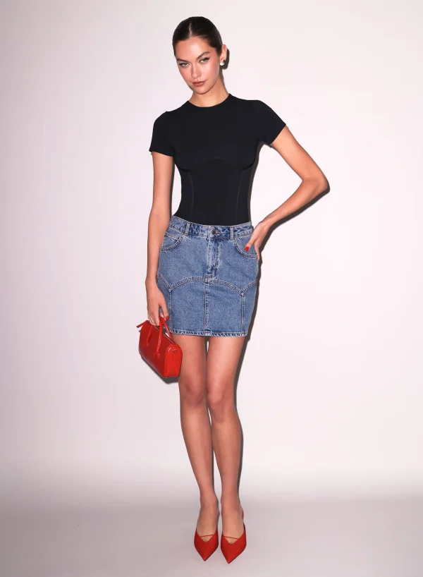 Denim Garter Skirt